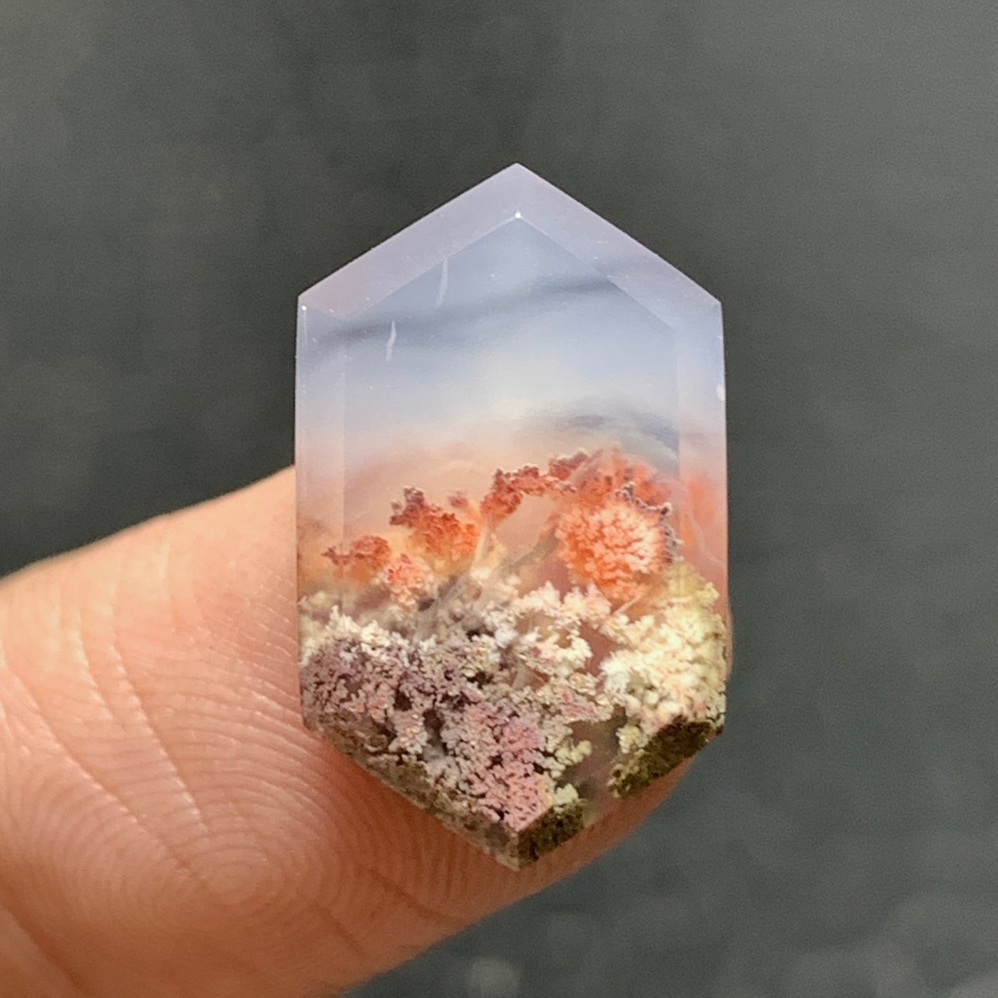 Tiny Scenic Moss Agate Cabochon 17x11x4mm High Quality 7 ct
