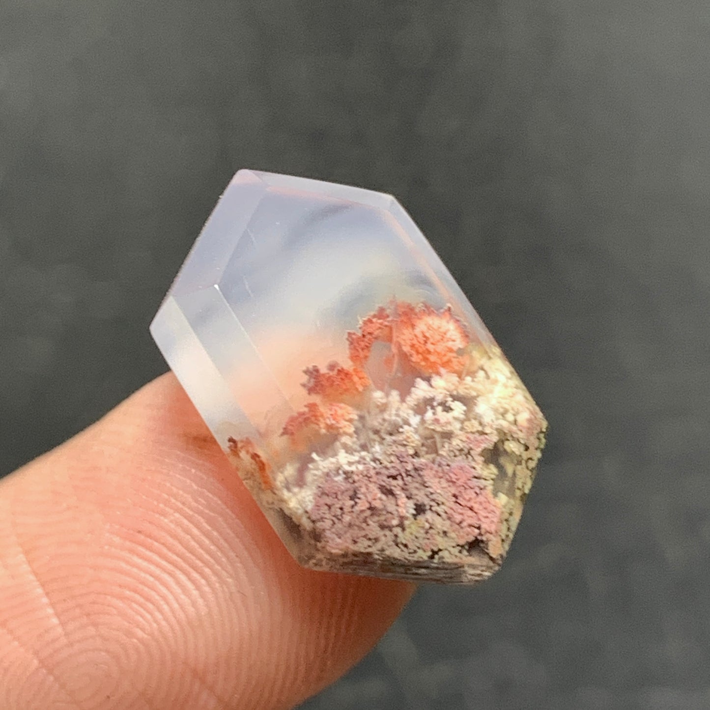Tiny Scenic Moss Agate Cabochon 17x11x4mm High Quality 7 ct