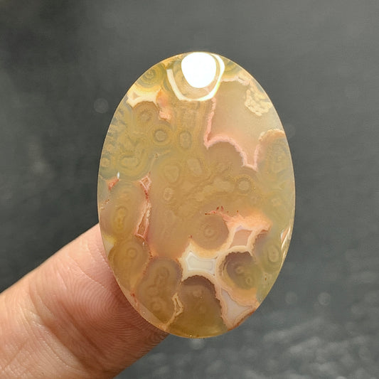 Orbicular Agate Cabochon 29.5x20x5.8mm