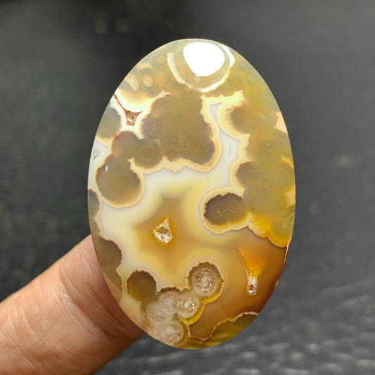 Orbicular Agate Cabochon 38.3x26x5.5mm