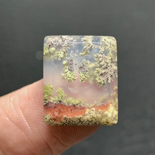 Tiny Scenic Moss Agate Cabochon 15x12.5x4mm High Quality 9 ct