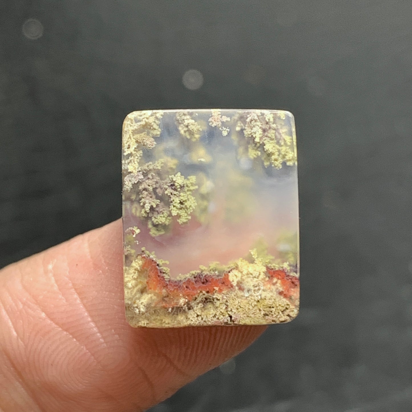 Tiny Scenic Moss Agate Cabochon 15x12.5x4mm High Quality 9 ct