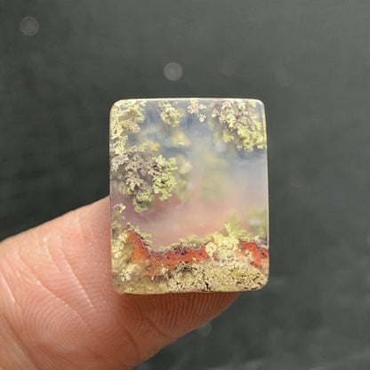 Tiny Scenic Moss Agate Cabochon 15x12.5x4mm High Quality 9 ct