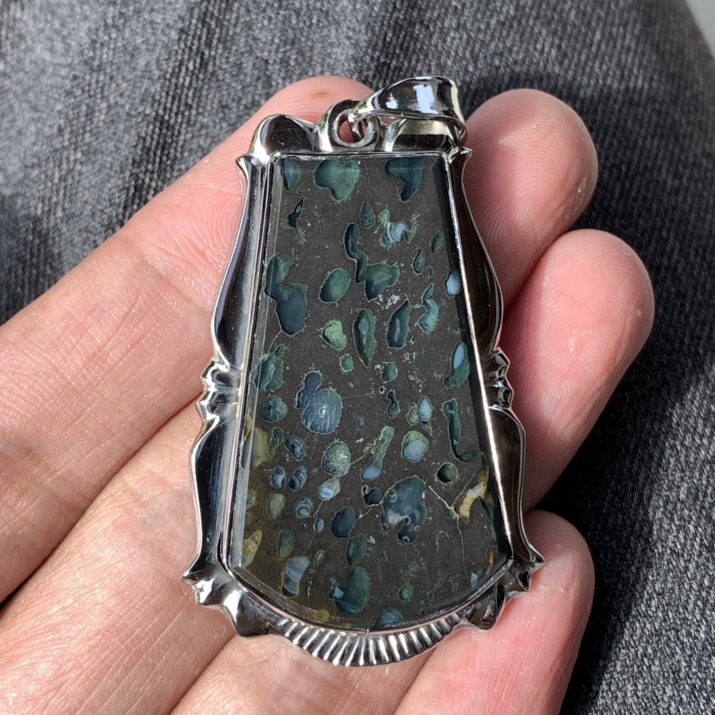 Amygdaloidal Agate Pendant 49x32x6mm High Quality 81 ct