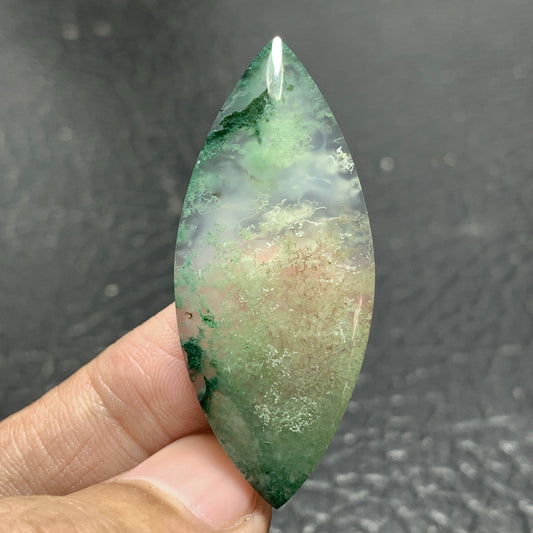 Green Moss Agate Cabochon 46x20x7mm High Quality 42 ct