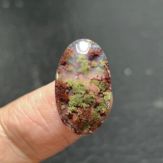 Tiny Moss Agate Cabochon 19.5x11.5x3mm
