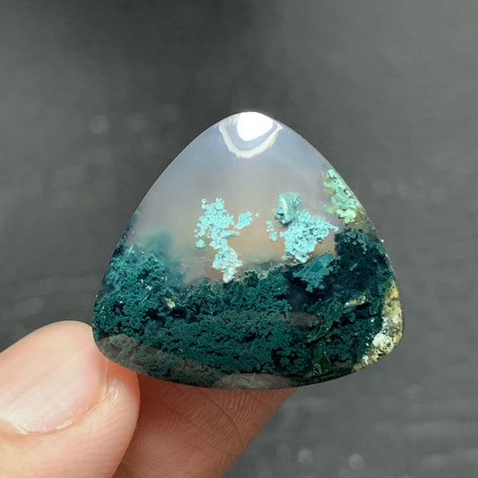 Bluish Green Moss Agate Cabochon 24x21x6mm High Quality 21.5 ct