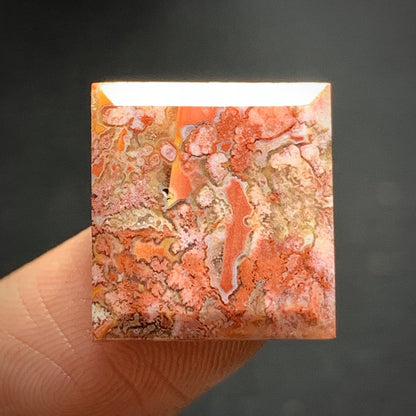Tiny Moss Agate Cabochon 16x15x4mm