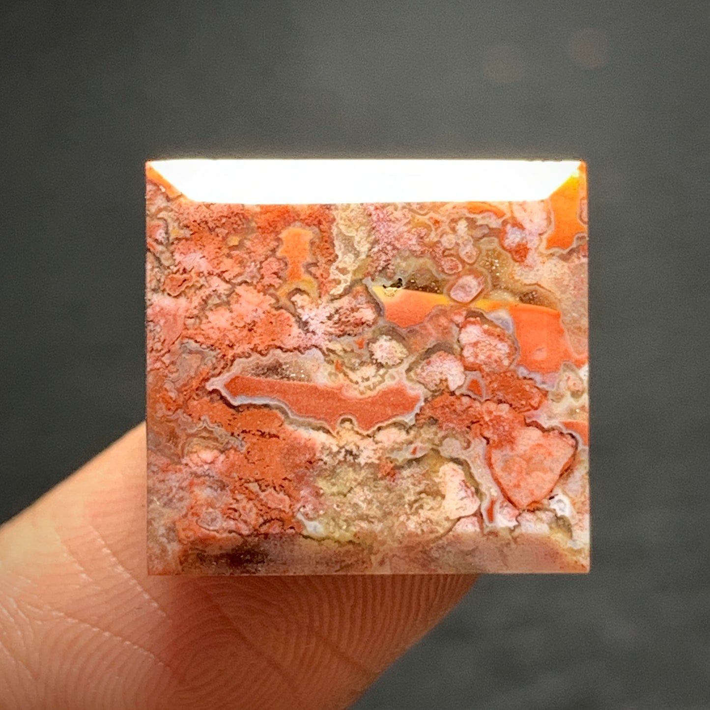 Tiny Moss Agate Cabochon 16x15x4mm