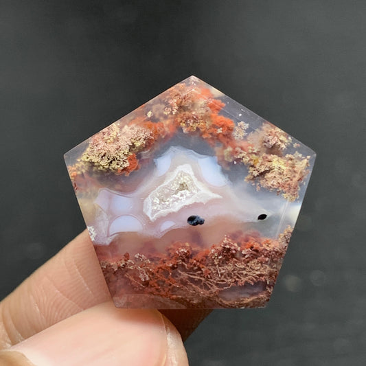 Scenic Moss Agate Cabochon 21.5x20x4.5mm High Quality 16 ct