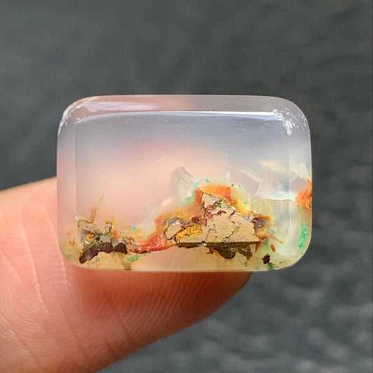 Tiny Chrysocolla Native Copper Cabochon 17x12x4.5mm