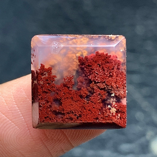 Tiny Moss Agate Cabochon 13.5x13.5x4.5mm