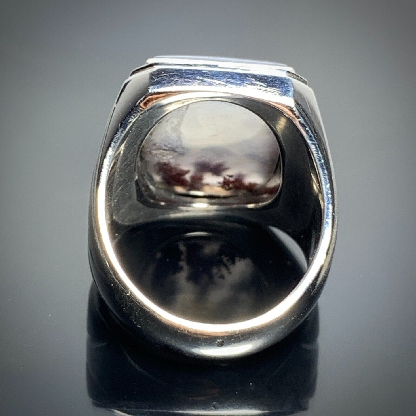 Scenic Moss Agate Rings 19x15x7mm 9.5 USA/Canada