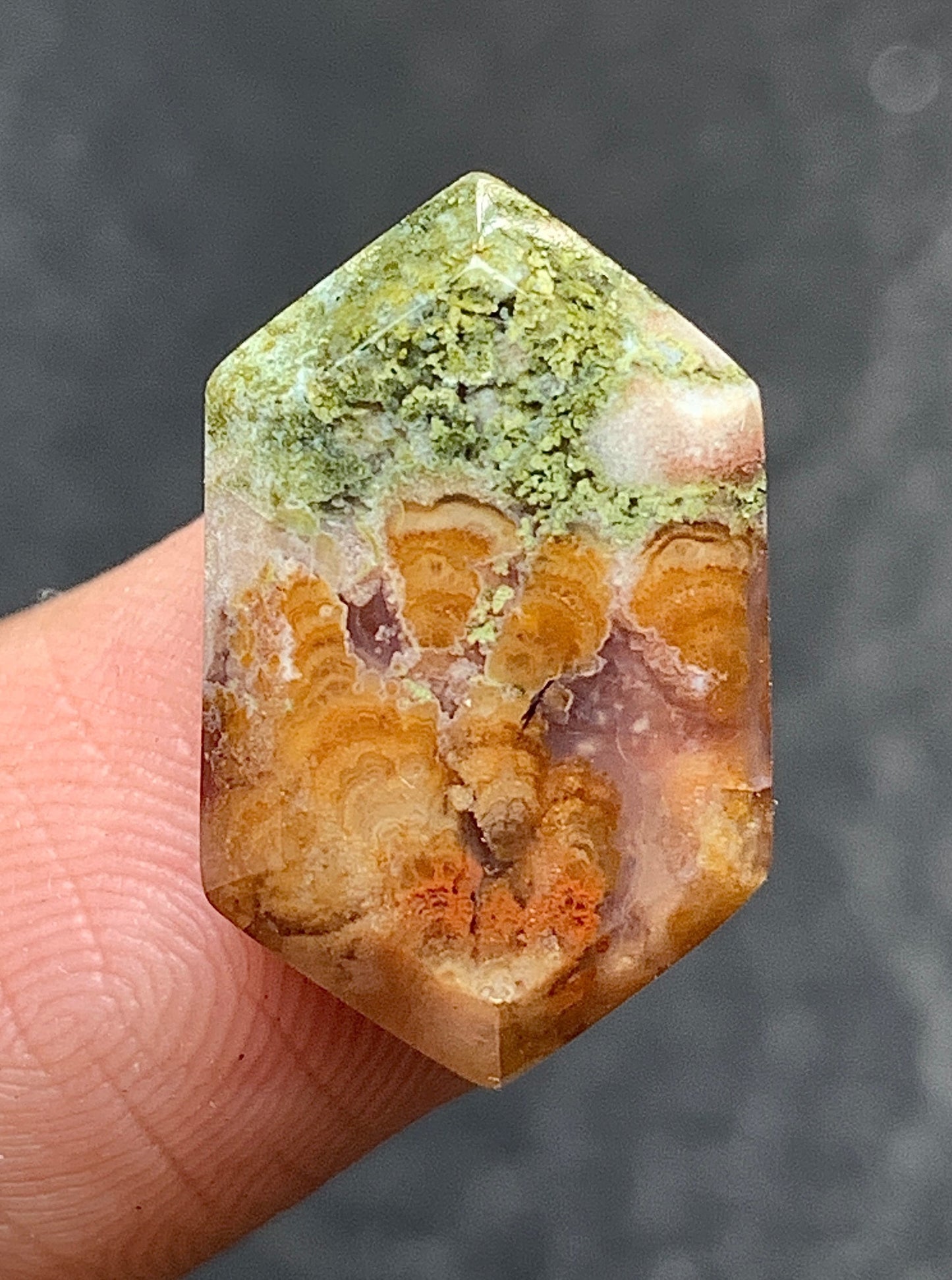 Tiny Moss Plume Agate Cabochon 18x11x4mm