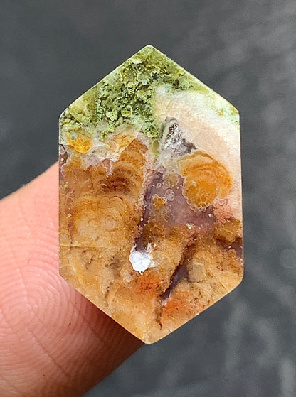 Tiny Moss Plume Agate Cabochon 18x11x4mm