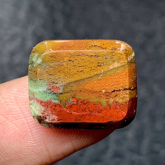 Tiny Multicolor Moss Agate Cabochon 15.5x13x5mm
