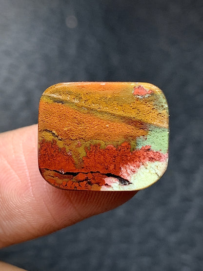 Tiny Multicolor Moss Agate Cabochon 15.5x13x5mm