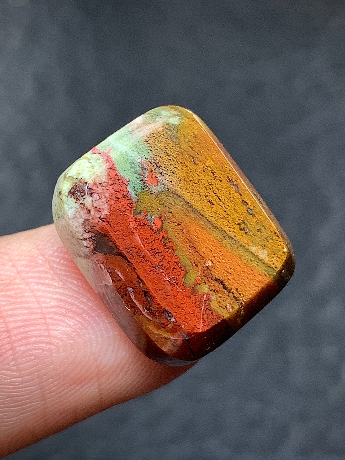 Tiny Multicolor Moss Agate Cabochon 15.5x13x5mm