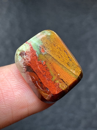 Tiny Multicolor Moss Agate Cabochon 15.5x13x5mm