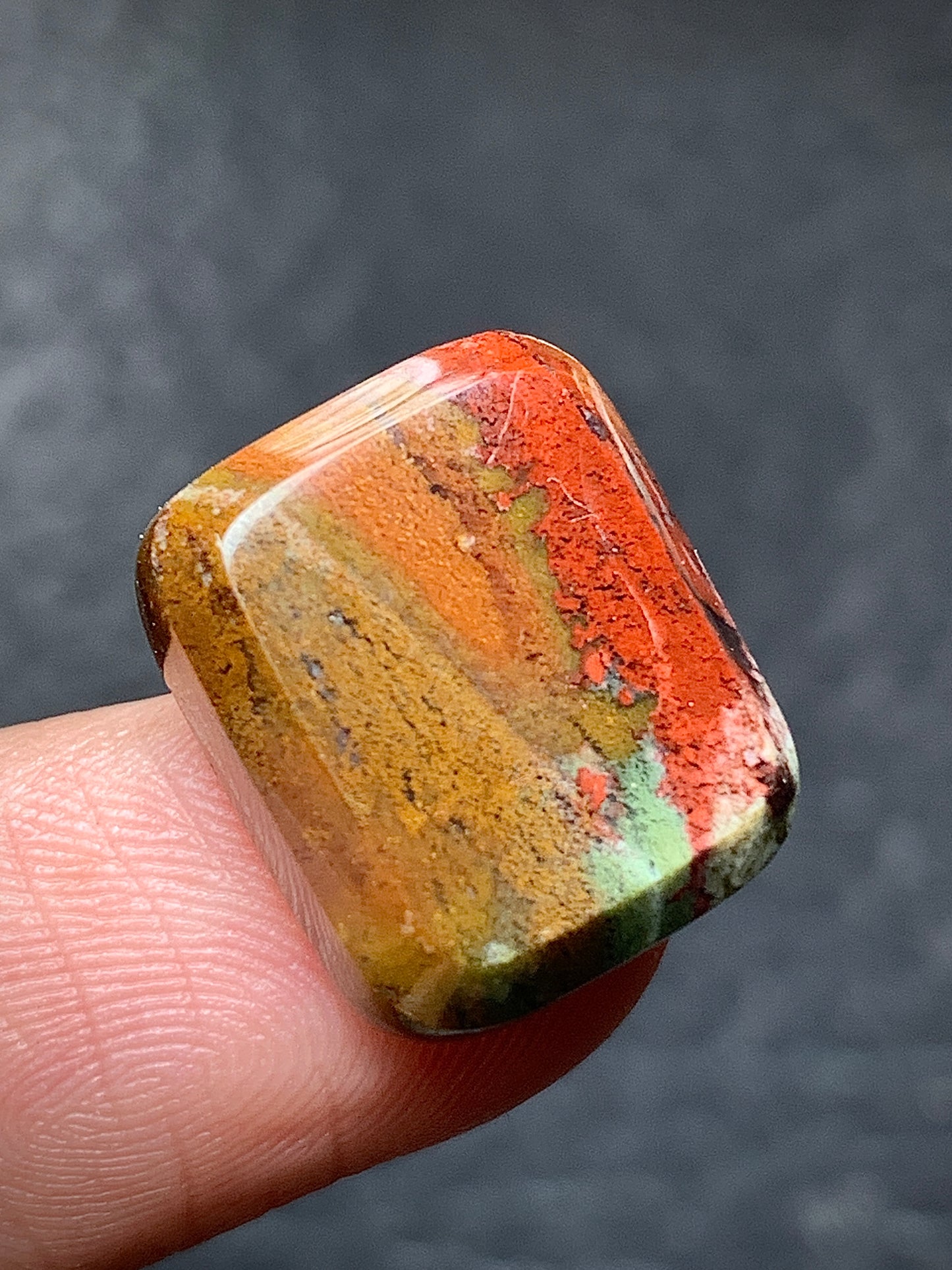 Tiny Multicolor Moss Agate Cabochon 15.5x13x5mm