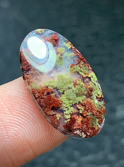Tiny Moss Agate Cabochon 19.5x11.5x3mm