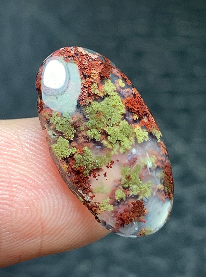 Tiny Moss Agate Cabochon 19.5x11.5x3mm