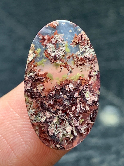 Tiny Moss Agate Cabochon 19.5x11.5x3mm