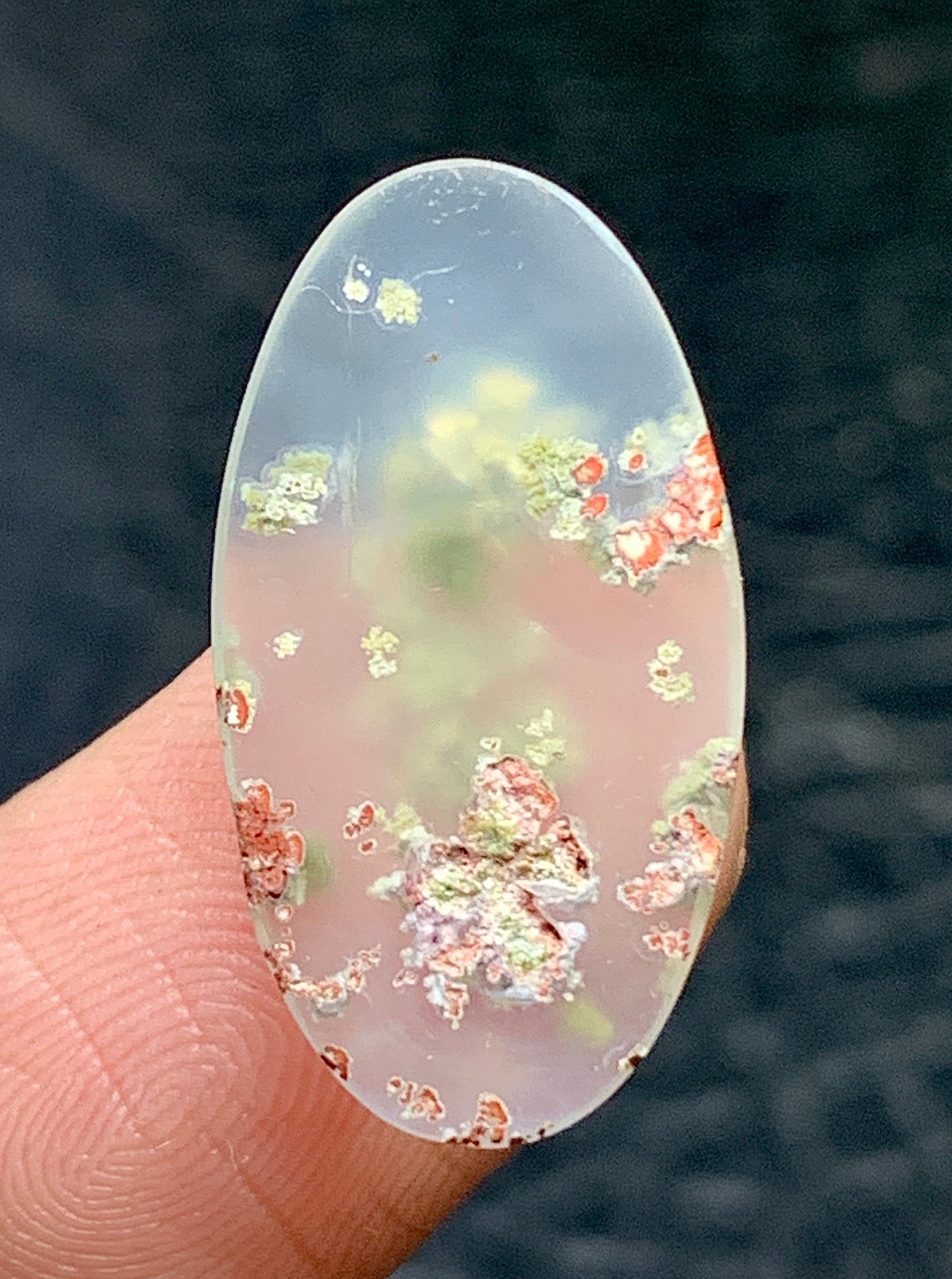Tiny Moss Agate Cabochon 21x11x4mm