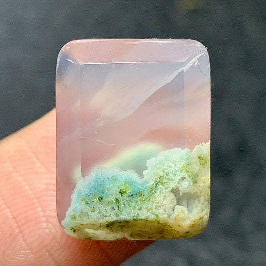 Tiny Moss Agate Cabochon 15x11.5x5mm