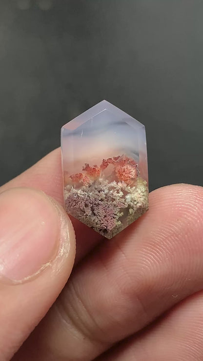 Tiny Scenic Moss Agate Cabochon 17x11x4mm High Quality 7 ct