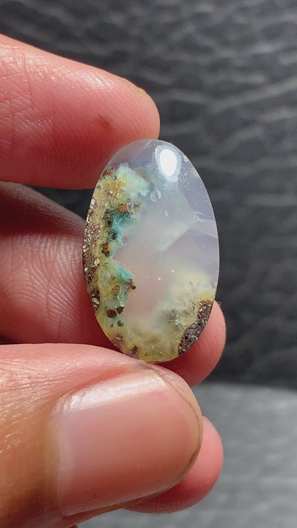 Tiny Chrysocolla Native Copper Cabochon 21x12.8x5.2mm