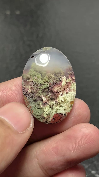 Scenic Moss Agate Cabochon 29x20x6mm High Quality 26 ct