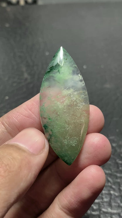 Green Moss Agate Cabochon 46x20x7mm High Quality 42 ct