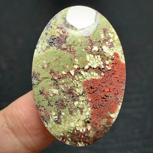 Moss Plume Agate Cabochon 35x23x6mm