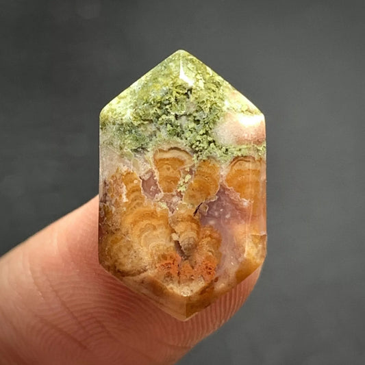Tiny Moss Plume Agate Cabochon 18x11x4mm