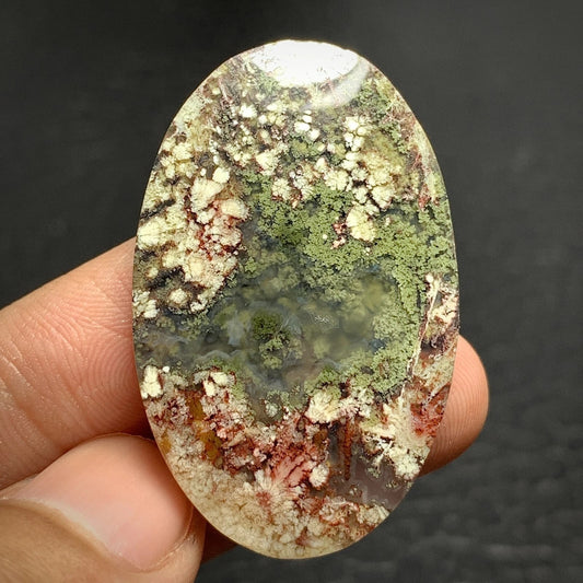 Moss Plume Agate Cabochon 39x25x6mm