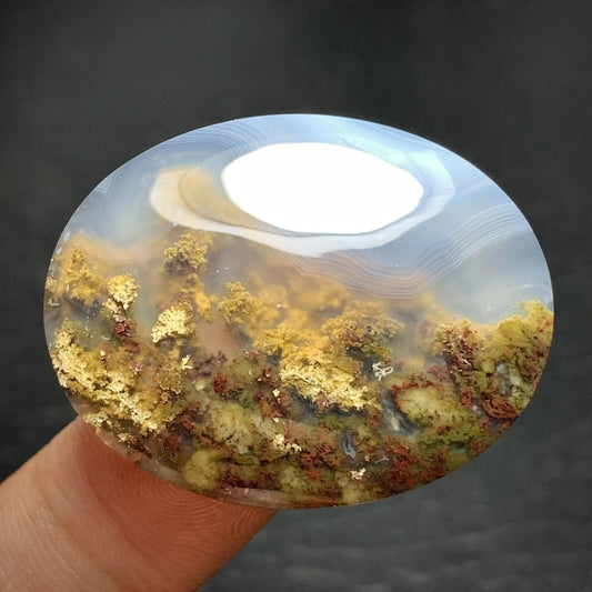 Scenic Moss Agate Cabochon 34x27x7.5mm
